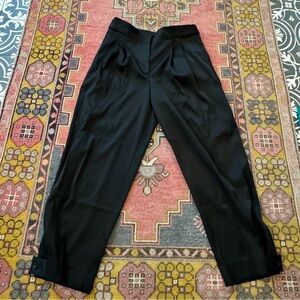 Banana Republic Women’s Satin Pleated Tab Leg Black Pant Sz 12 NWT Perfect
